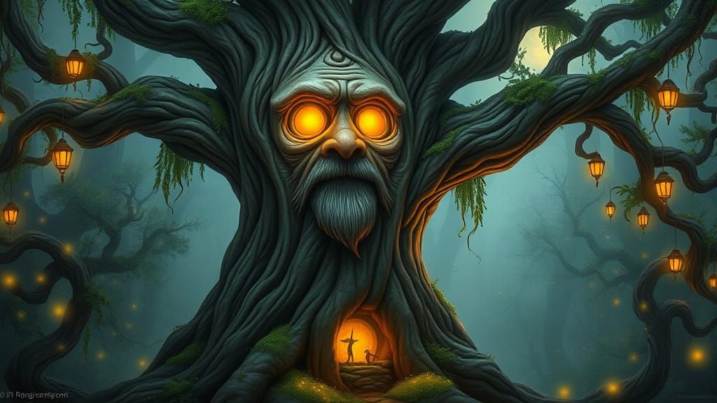 Ancient Tree Guardian in Ethereal Forest
