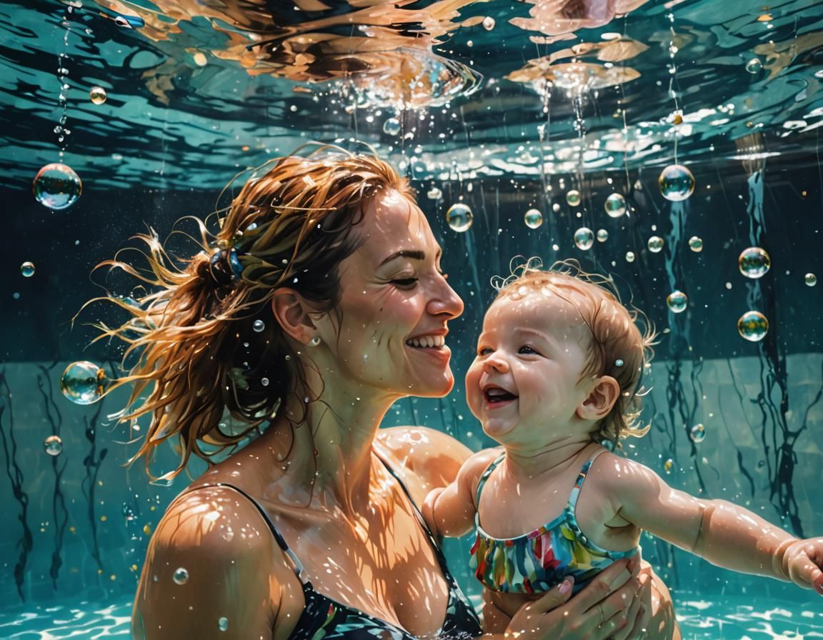 Underwater Swim: Mother and Baby Portrait