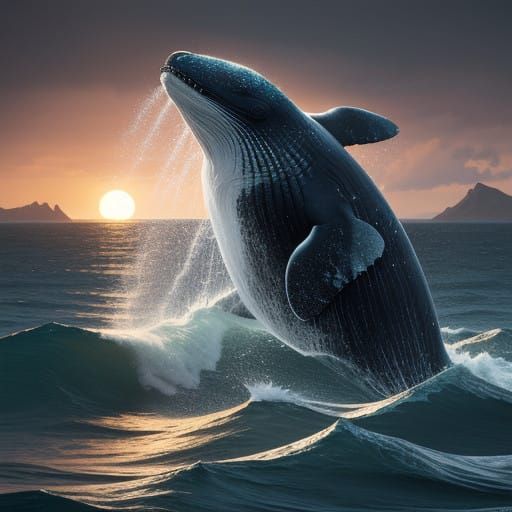 Majestic Giona Amidst Oceanic Chaos in Art Nouveau Style