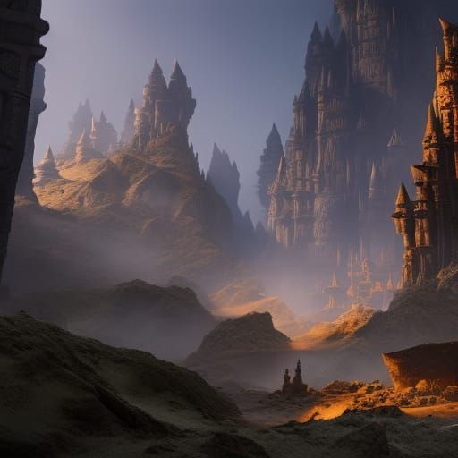 Detailed Underground Dwarven City Concept Art