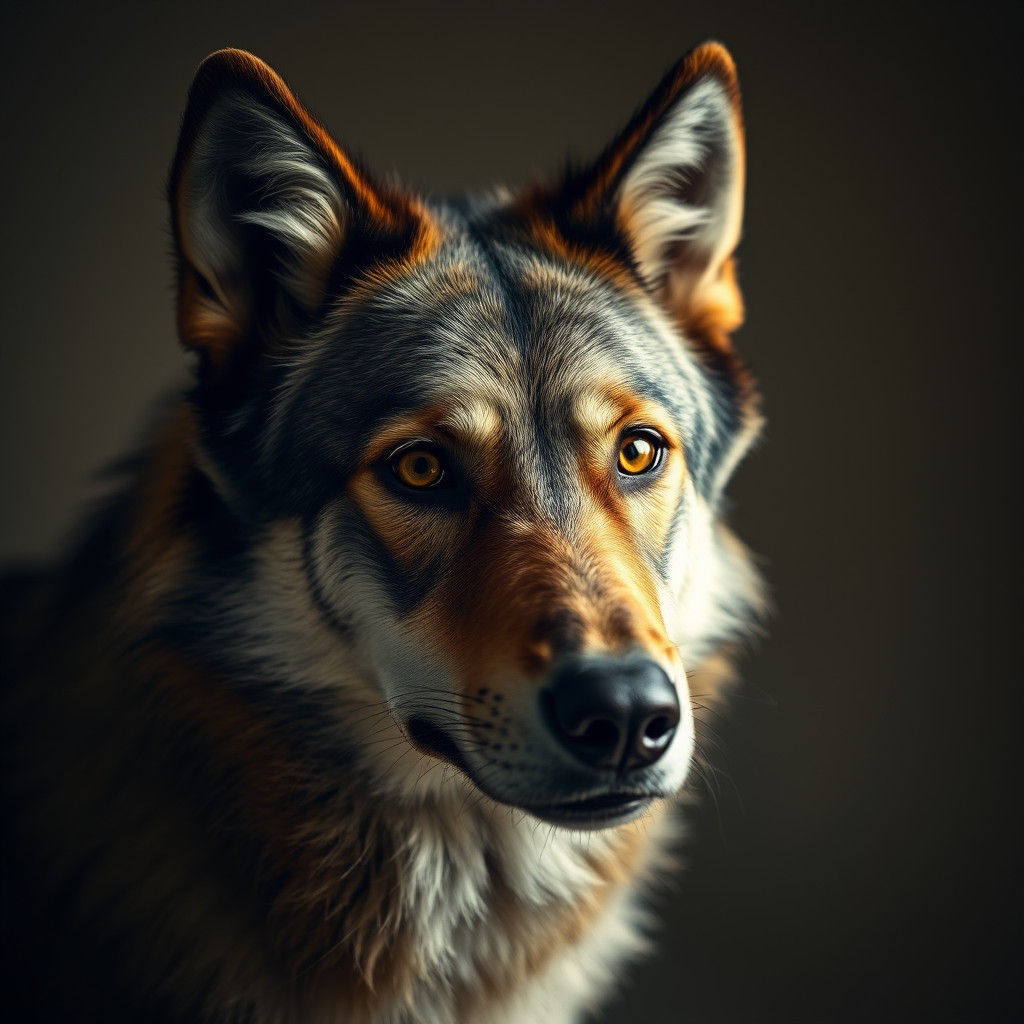 Majestic Wolfdog Portrait with Piercing Eyes