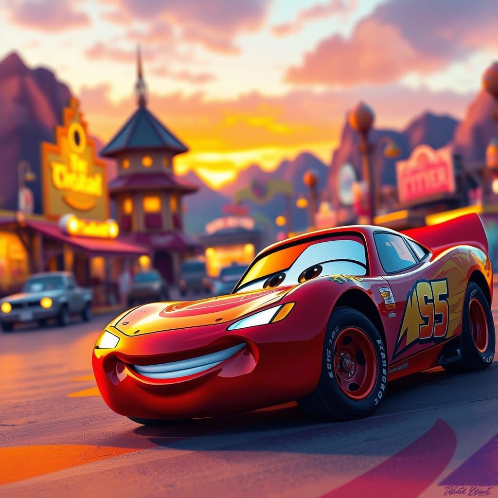 Surreal Pixar-Inspired Concept Art of Radiator Springs Sunse...