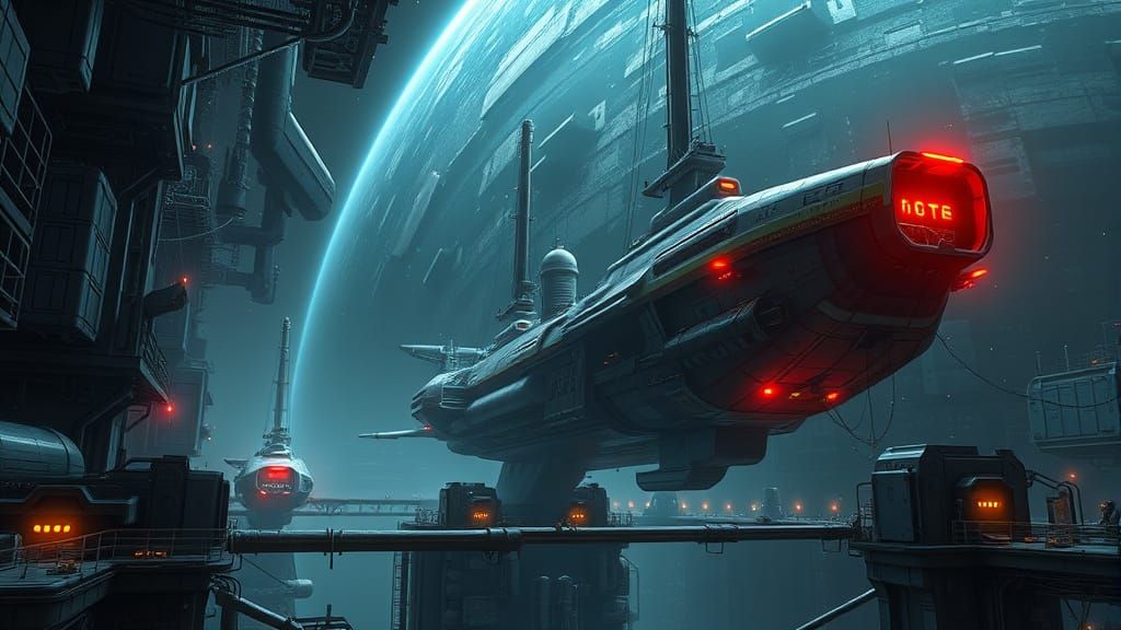 Futuristic Sci-Fi Space Station and Shipyard