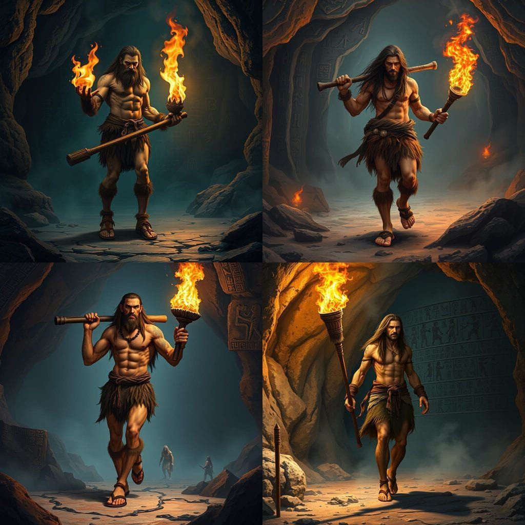 Caveman Discovering Ancient Cave Art in 8K