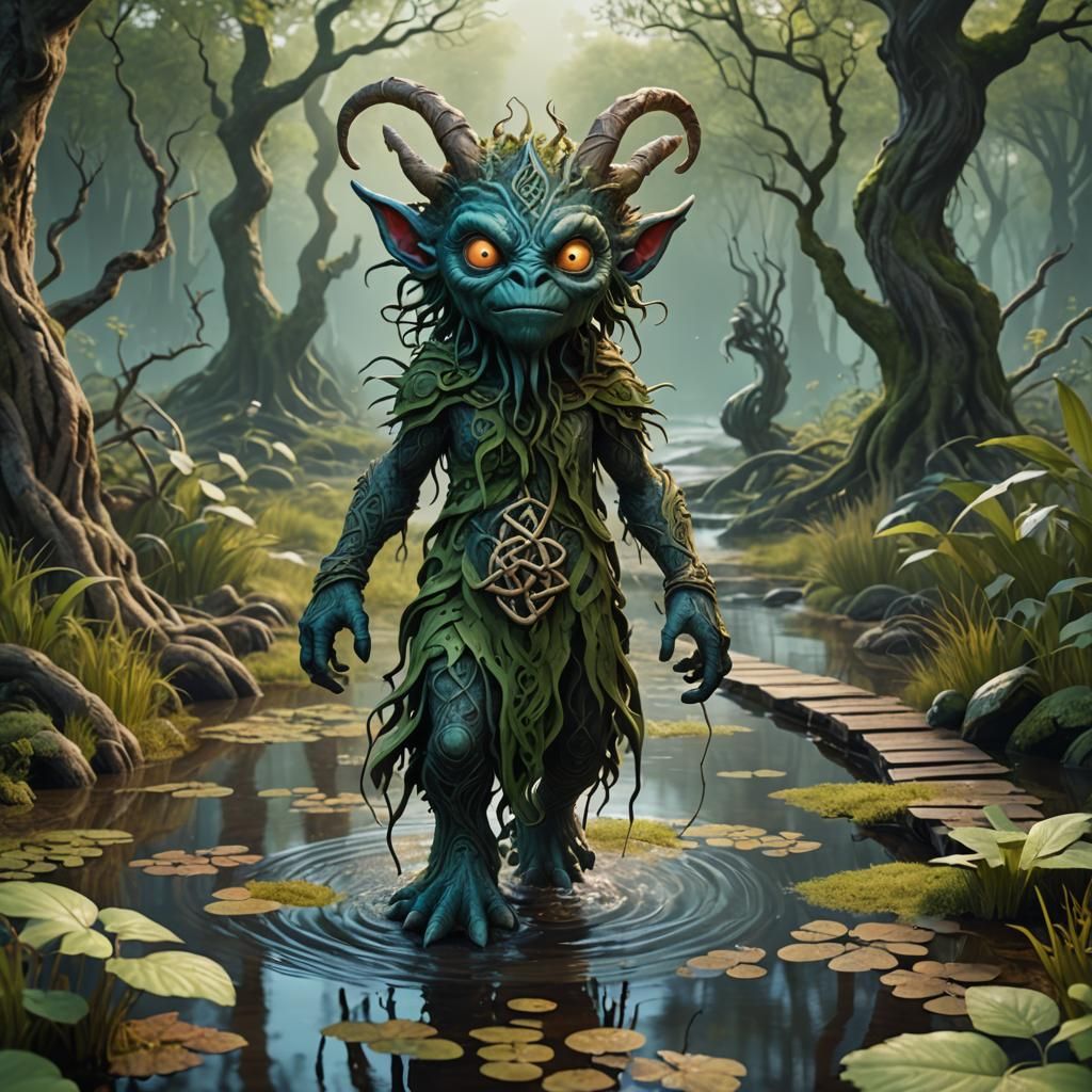Celtic Monster and Banshee in Scandinavian Swamp