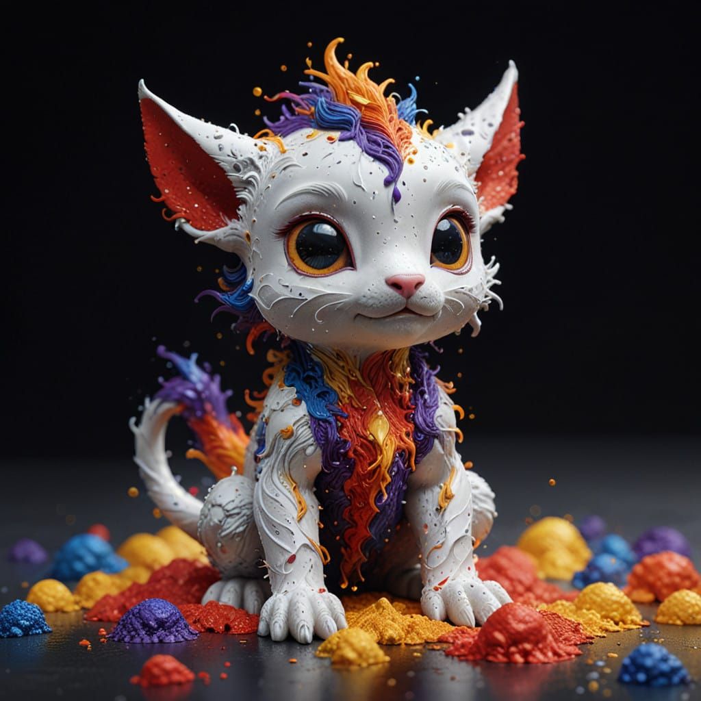 Ethereal Cosmic Creature in Vibrant Clay Shards