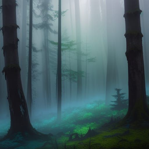 Mystical Foggy Forest Concept Art