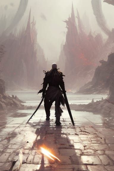 Bearded Warrior in Dark Fantasy Style