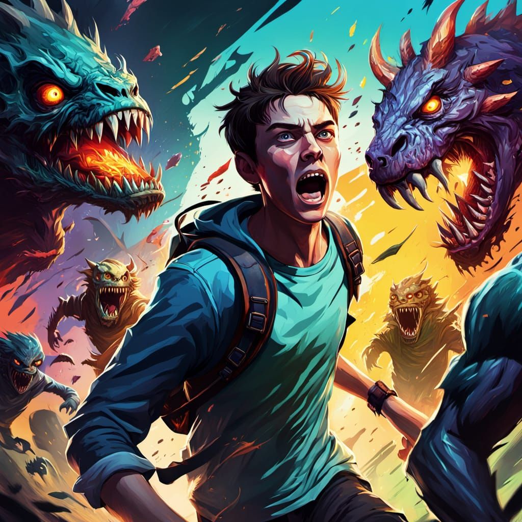 Boy Trapped in Video Game Concept Art