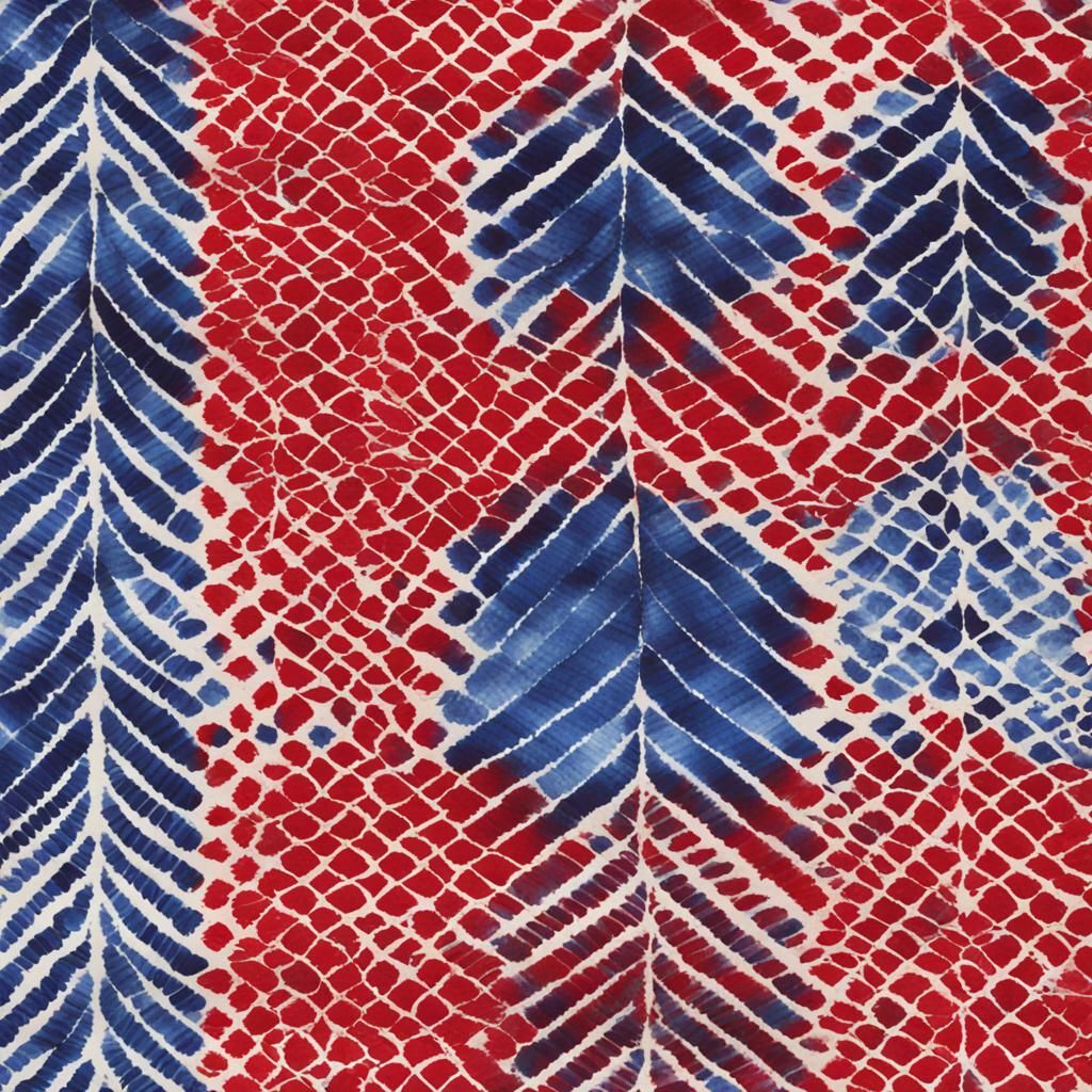 Shibori Fabric in Red and Blue