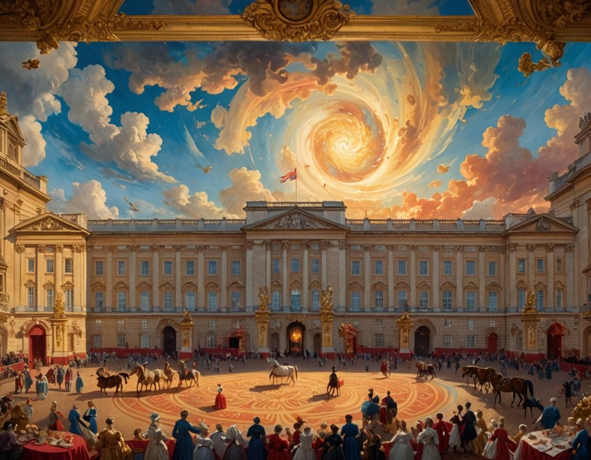Baroque Buckingham Palace with Swirling Sky