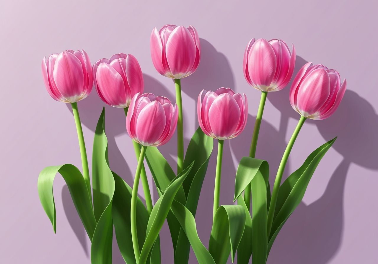 Pink Tulips with Glass Petals in Sunlight
