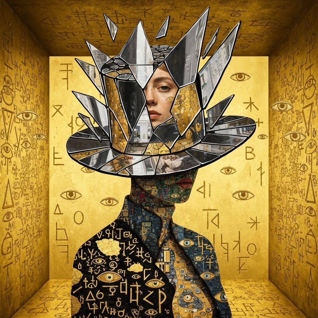 Symbolist Hat of Mirrors and Obsidian, Klimt Inspired