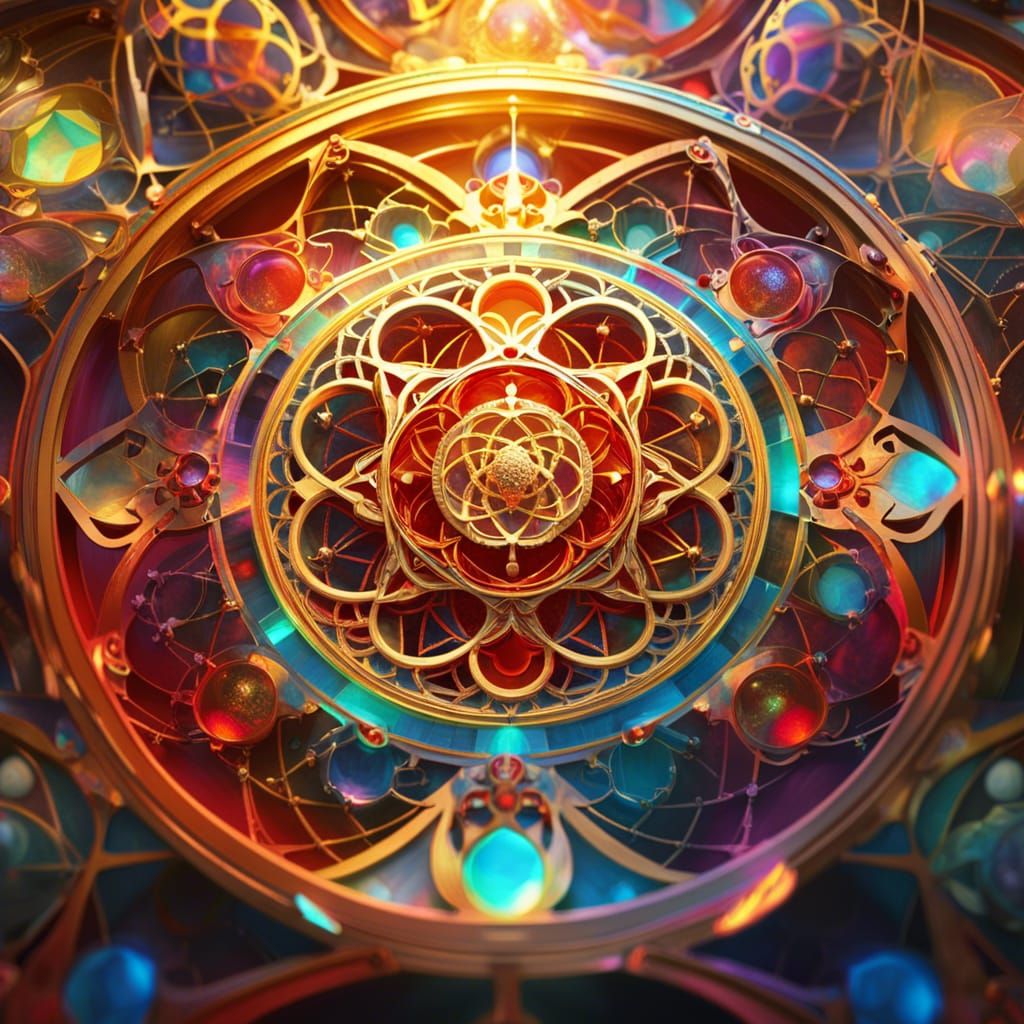 Intricate Iridescent Metatron Circles in Ethereal Digital Ar...