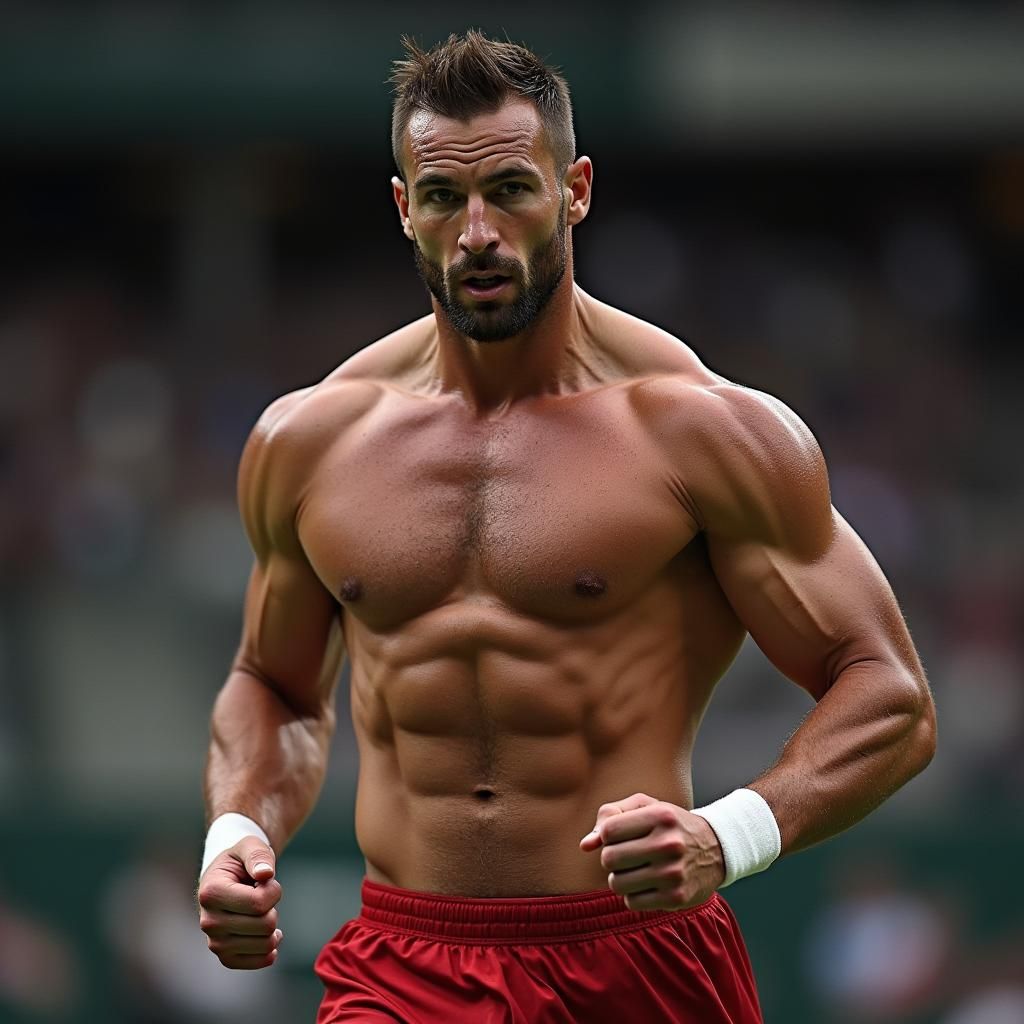 Dynamic Athlete Running with Speed and Determination