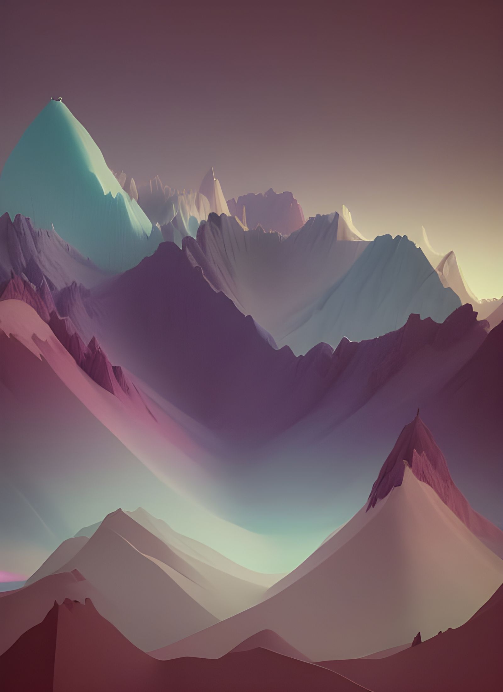 Ethereal Mountains in Dreamlike Needlework Style