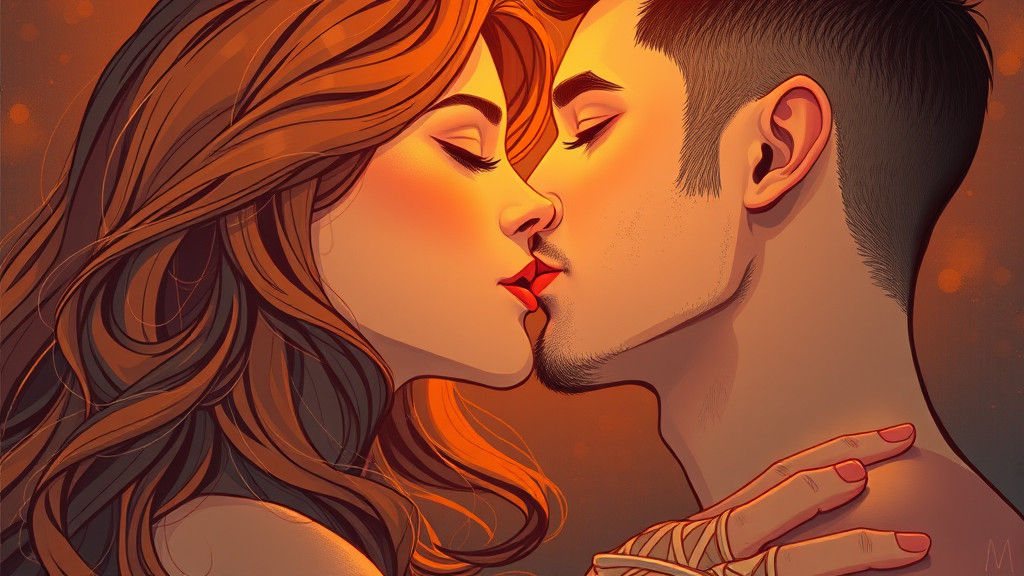 Passionate Kiss in Dreamy, Surreal Style