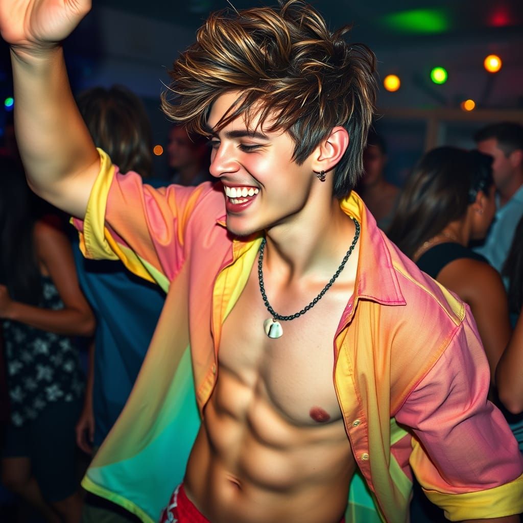 Sensual Young Man Lost in Rhythmic Dance