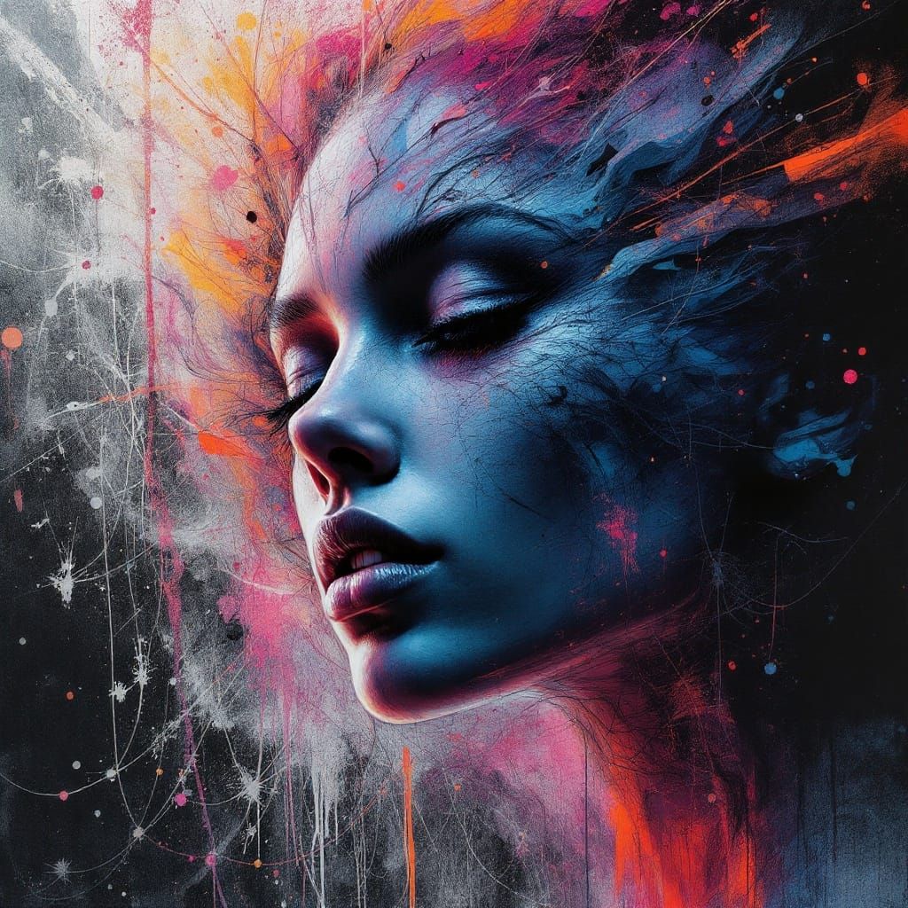 Figure in Acid Wash Artwork with Perfect Anatomy