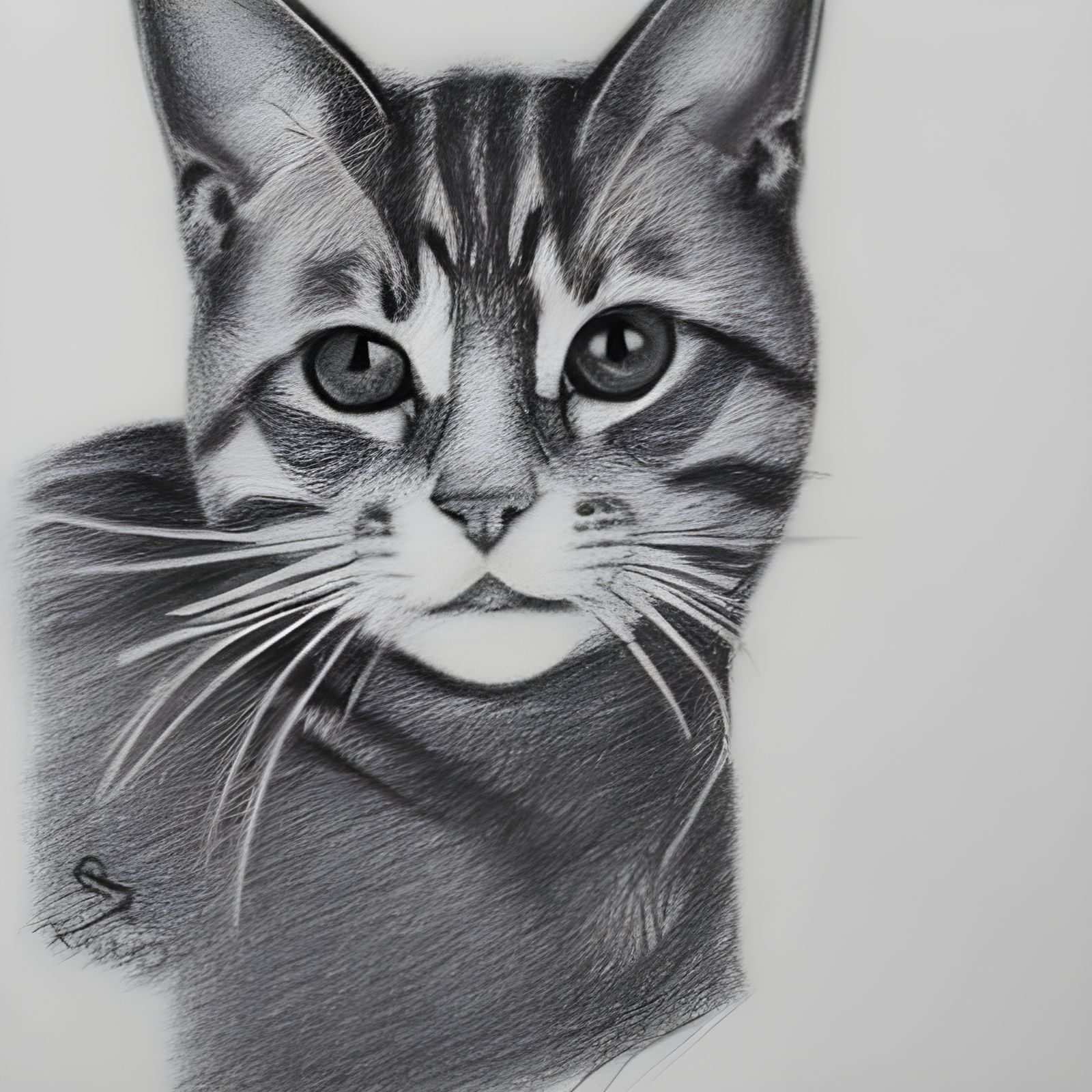 Delicate Pencil Sketch of a Cat