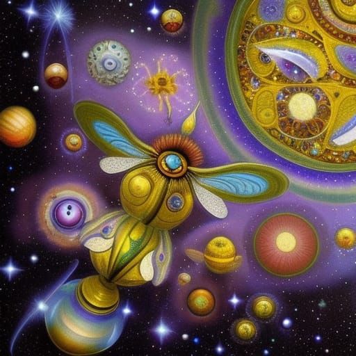 Insect ship in the flowered galaxy