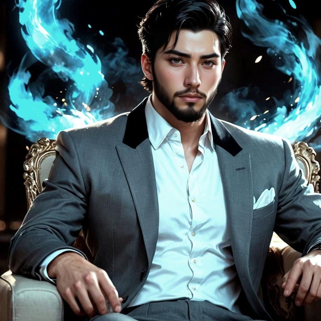 Handsome Man in Anime Style, Digital Art