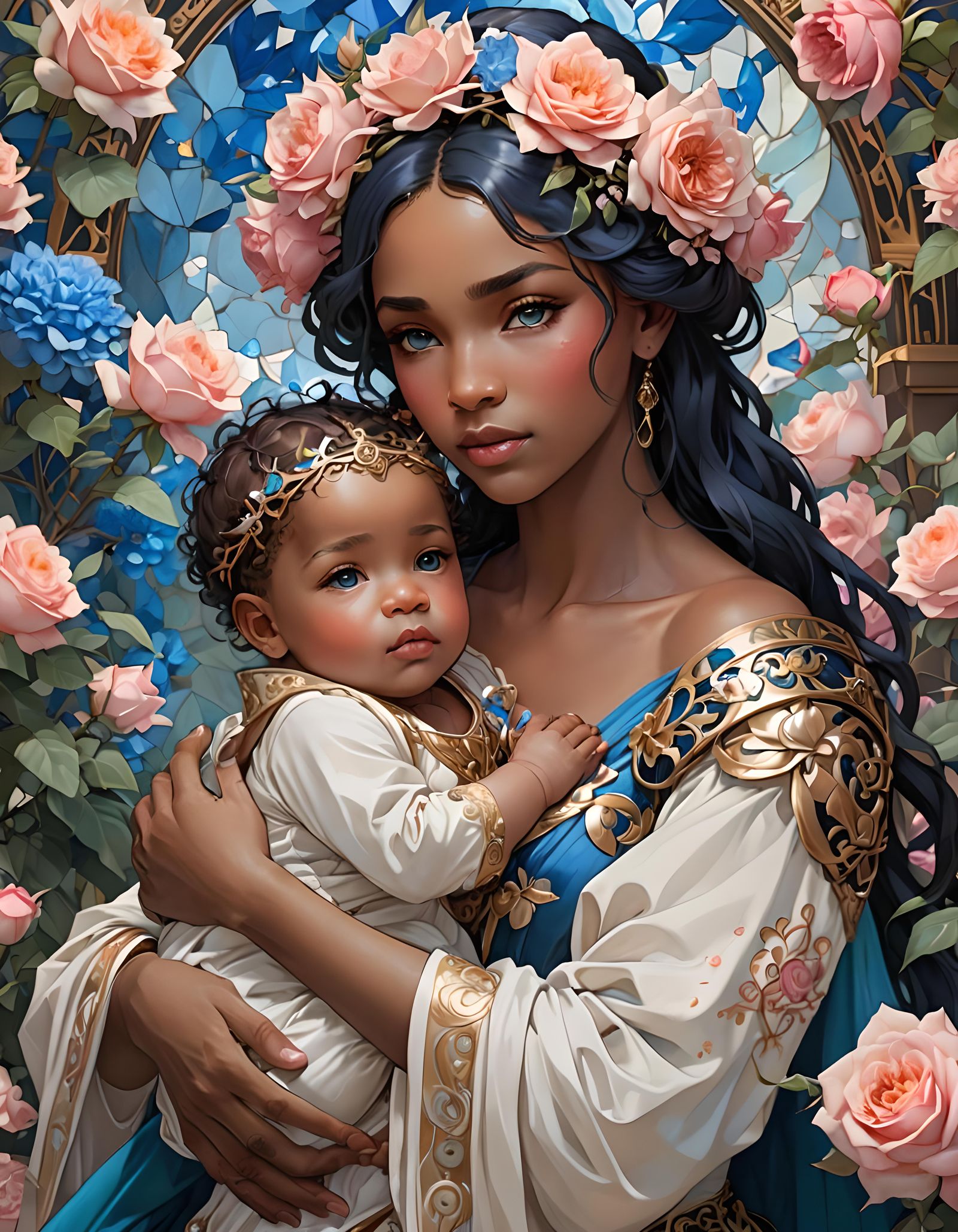 Queen and Prince in Rose Garden, Anime Art