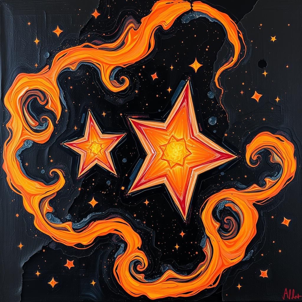 Orange Sherbet Coils in Impasto Oil Painting