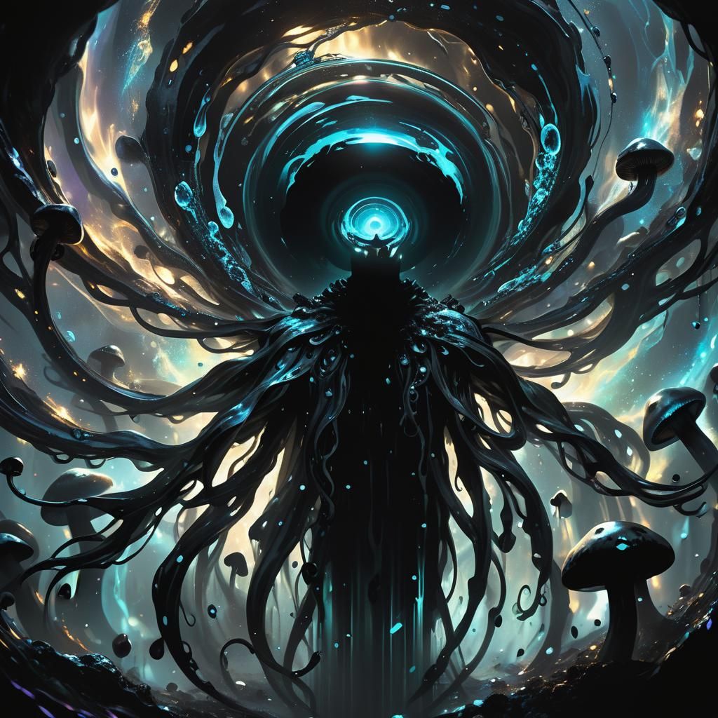 Mystical Entity Emerges from Vortex: Dark Fantasy Art