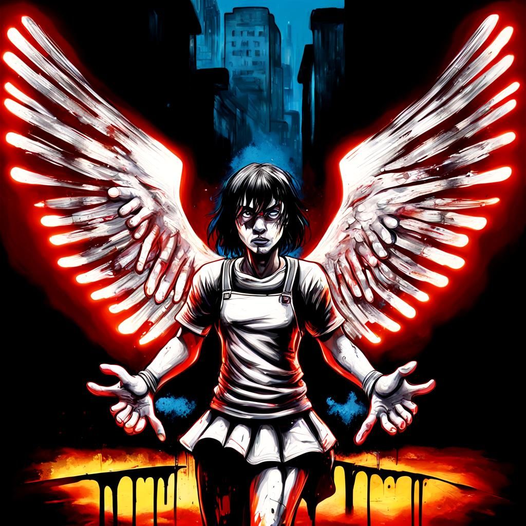 Heroic Pose in Graffiti Alley: Splash Art Style