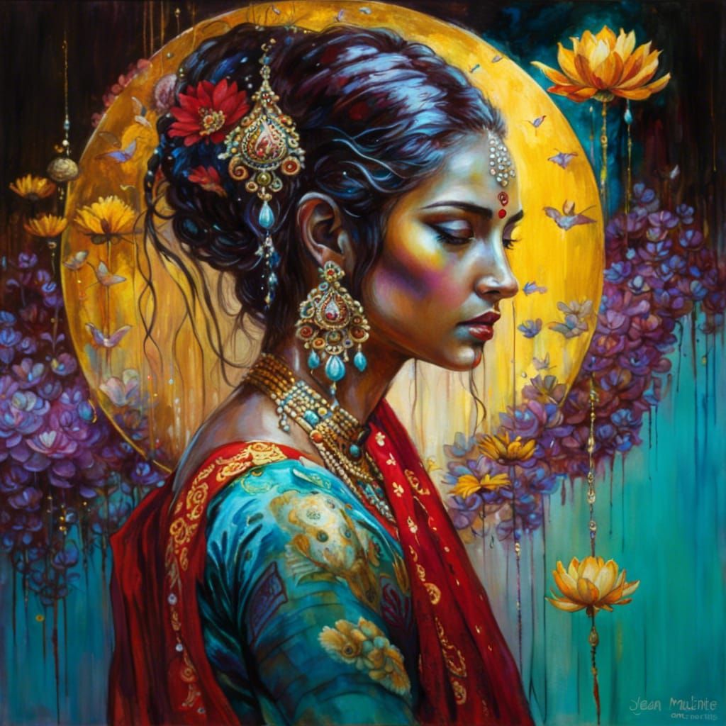 Devdasi in Vibrant Indian Attire