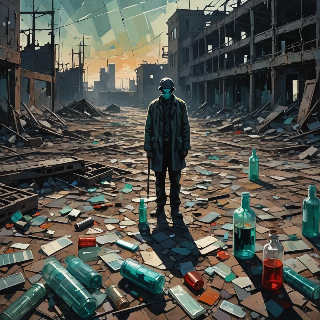 Post-Apocalyptic Figure in Neo-Impressionist Style