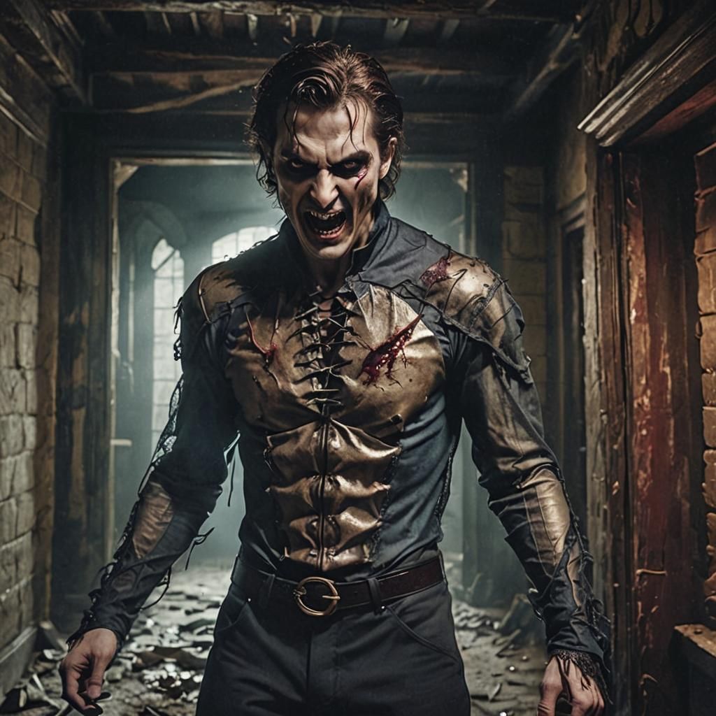 Dramatic Vampire Portrait in Gothic Horror Style