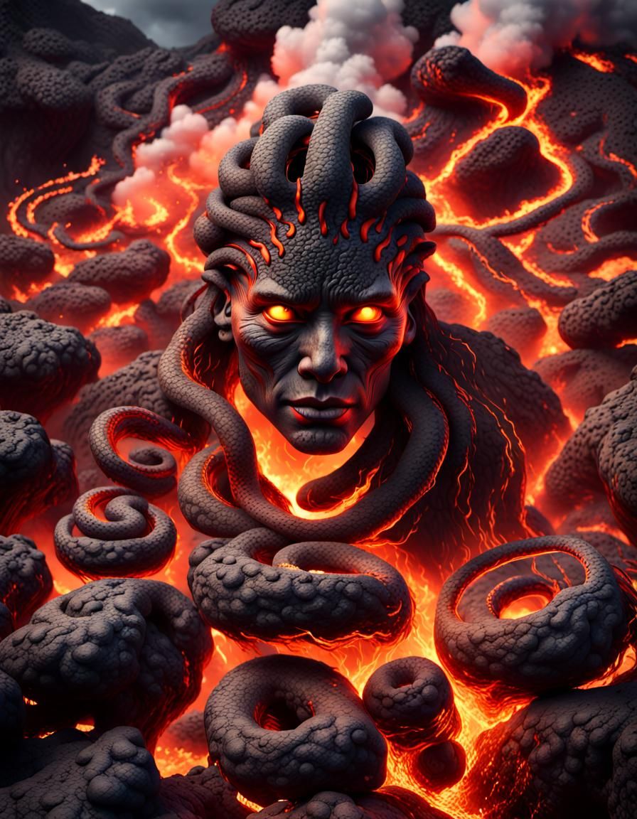 Blazing Lava Elemental Portrait in Graffiti Art Style