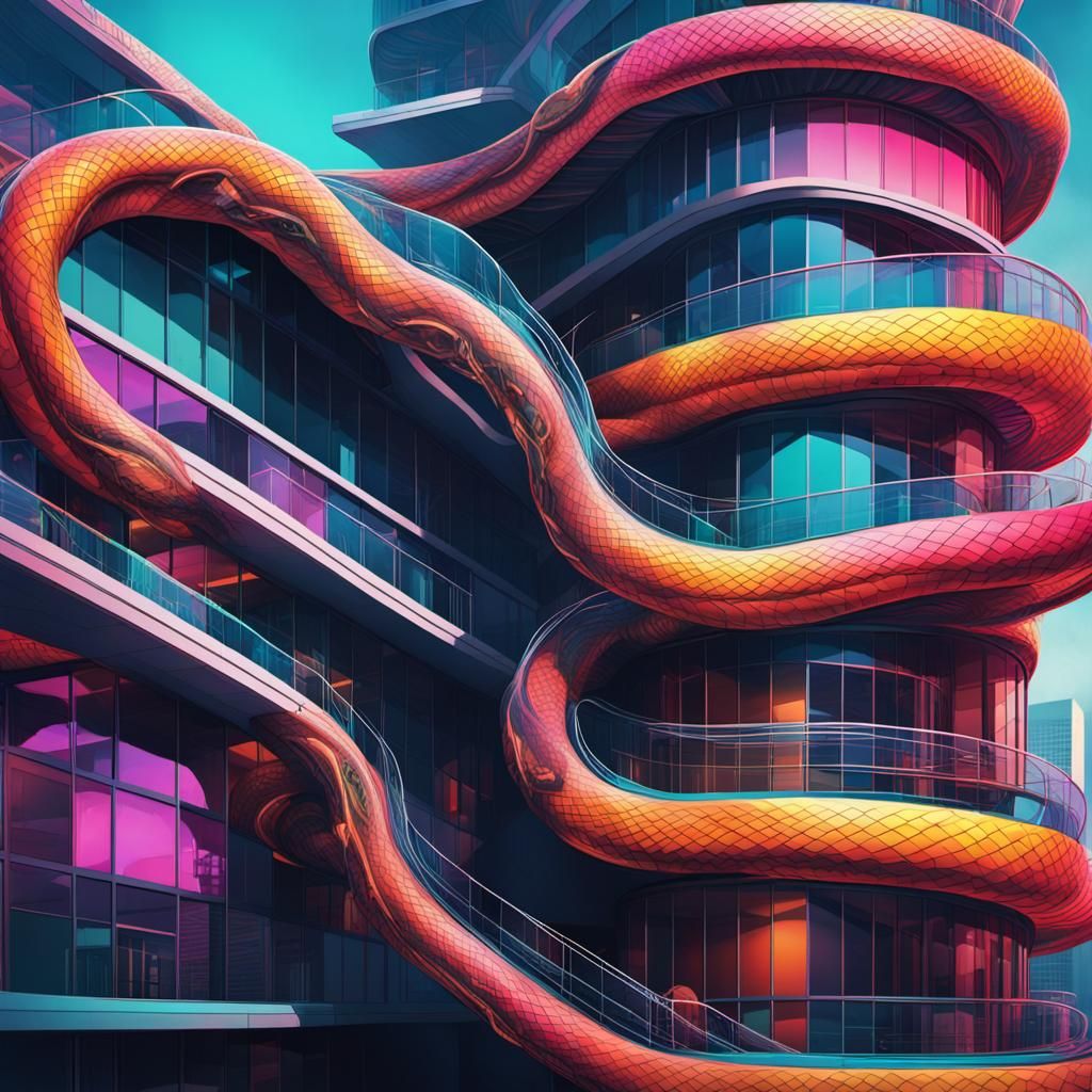 Hyperrealistic Snake Building Concept Art