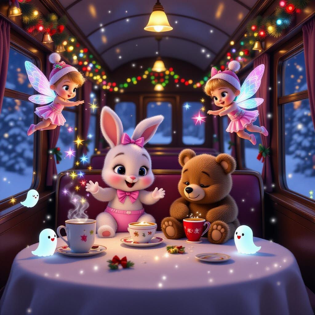 Magical Christmas Train Ride with Baby Bunny and Fairies