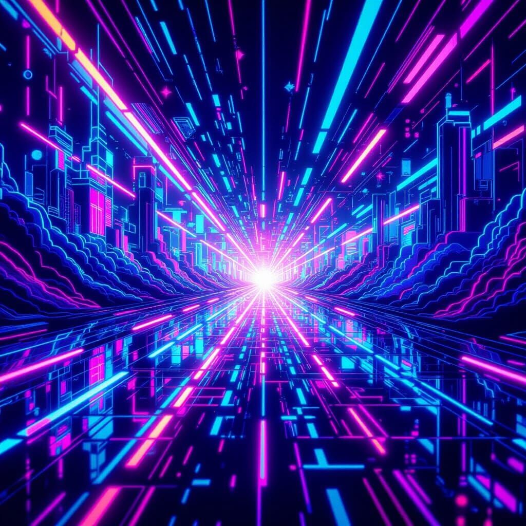 Kaleidoscope of Neon Lights in a Surreal Style