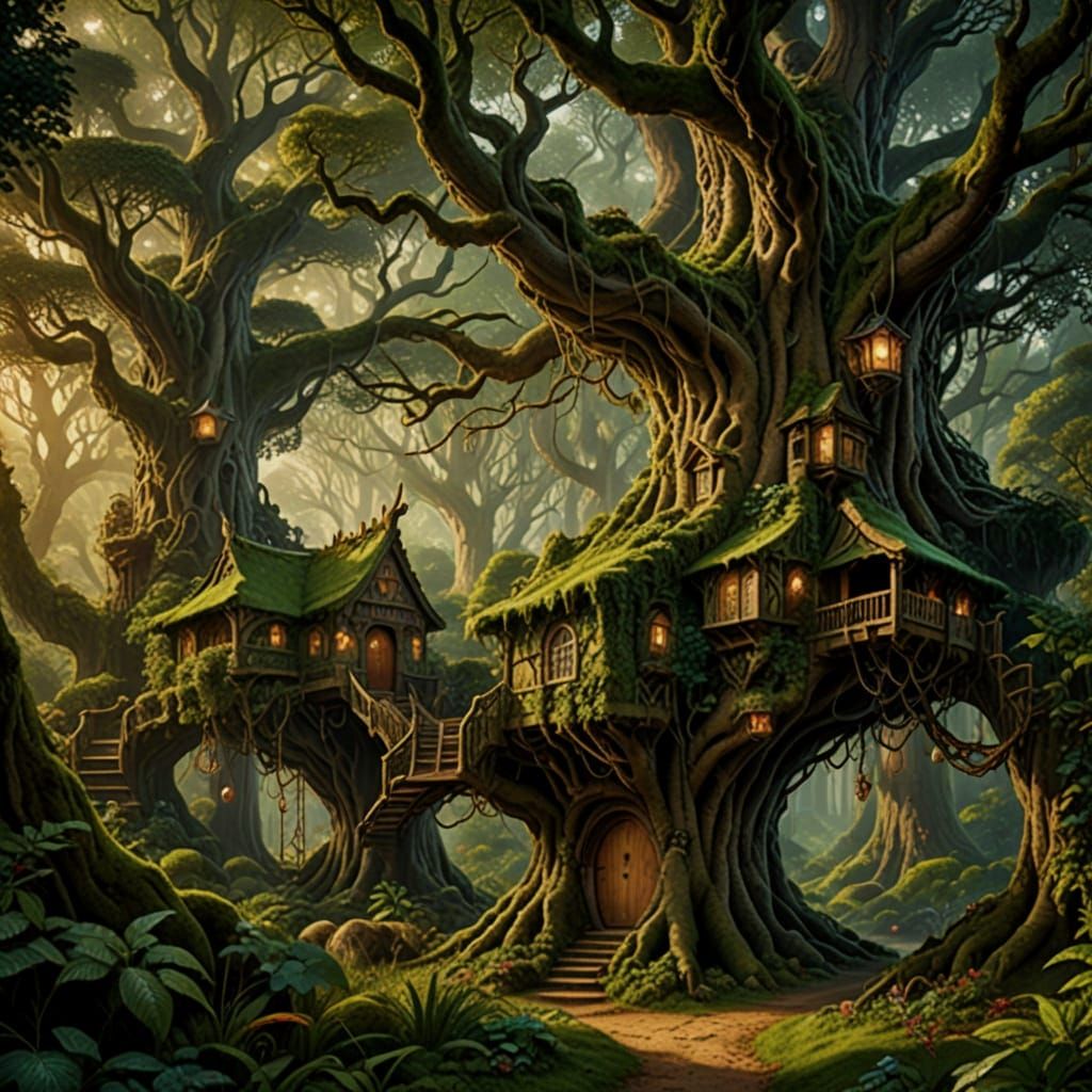 Ethereal Forest Sanctuary in Lord of the Rings Style