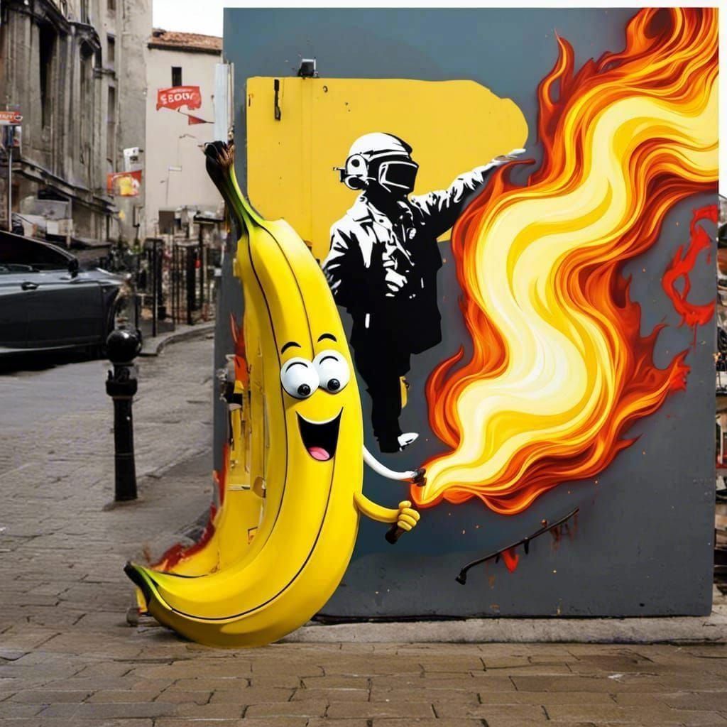 Banksy Style Cute Banana Sticker Art