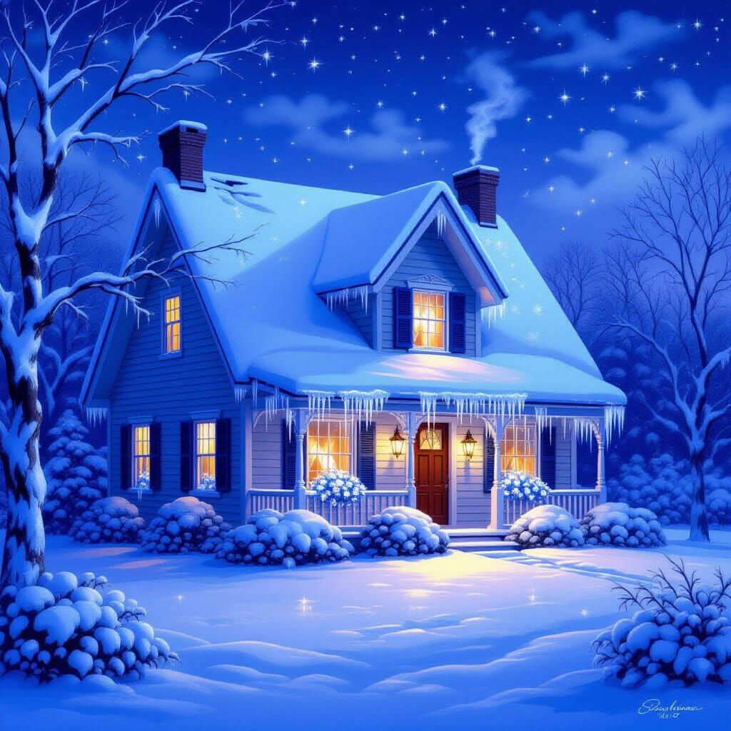 Charming Gabled House in Enchanting Winter Landscape