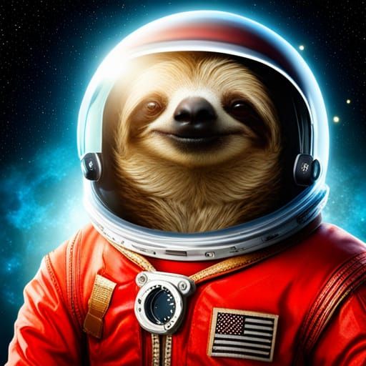 Sloth Astronaut Floating in Outer Space
