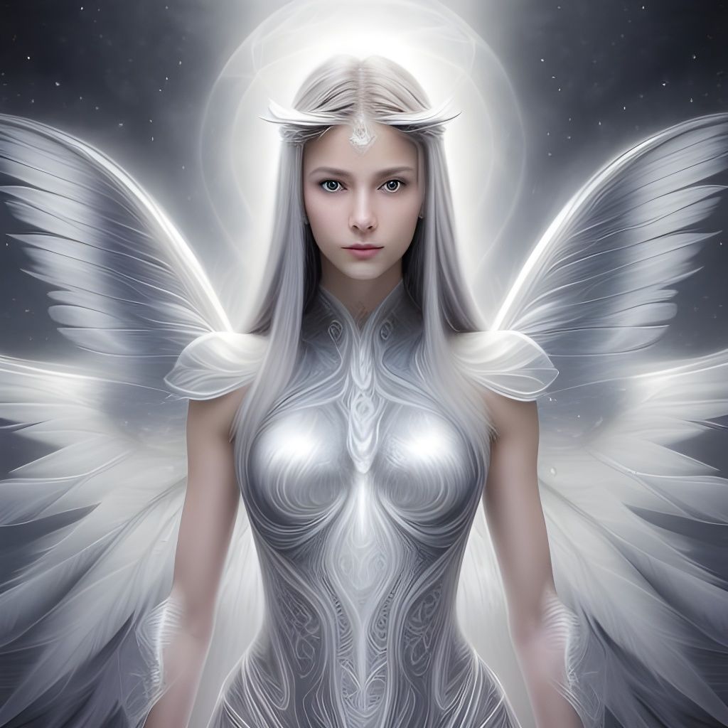 Beautiful Angel Portrait with Translucent Wings