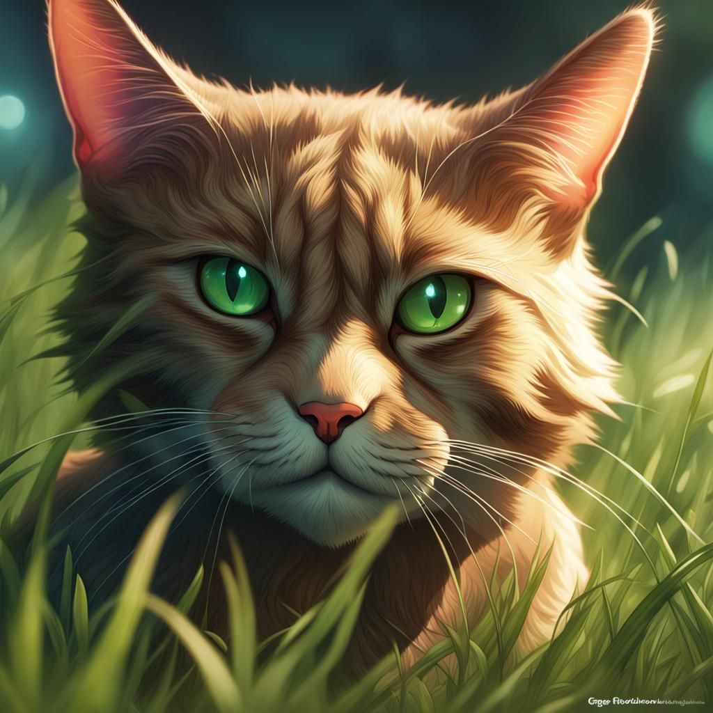 Hyperdetailed Grass Cat Portrait in Unreal Engine