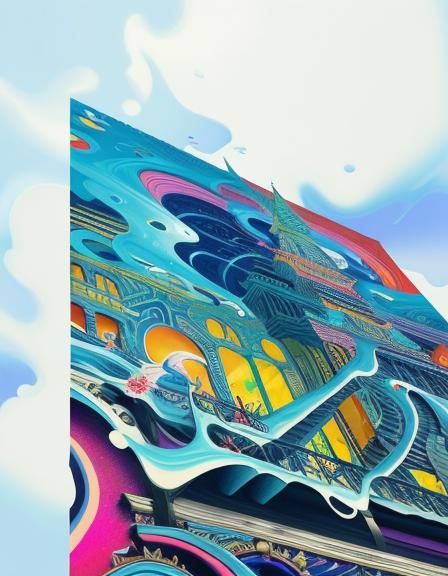 Vibrant Street Art Dreamlike City Scene