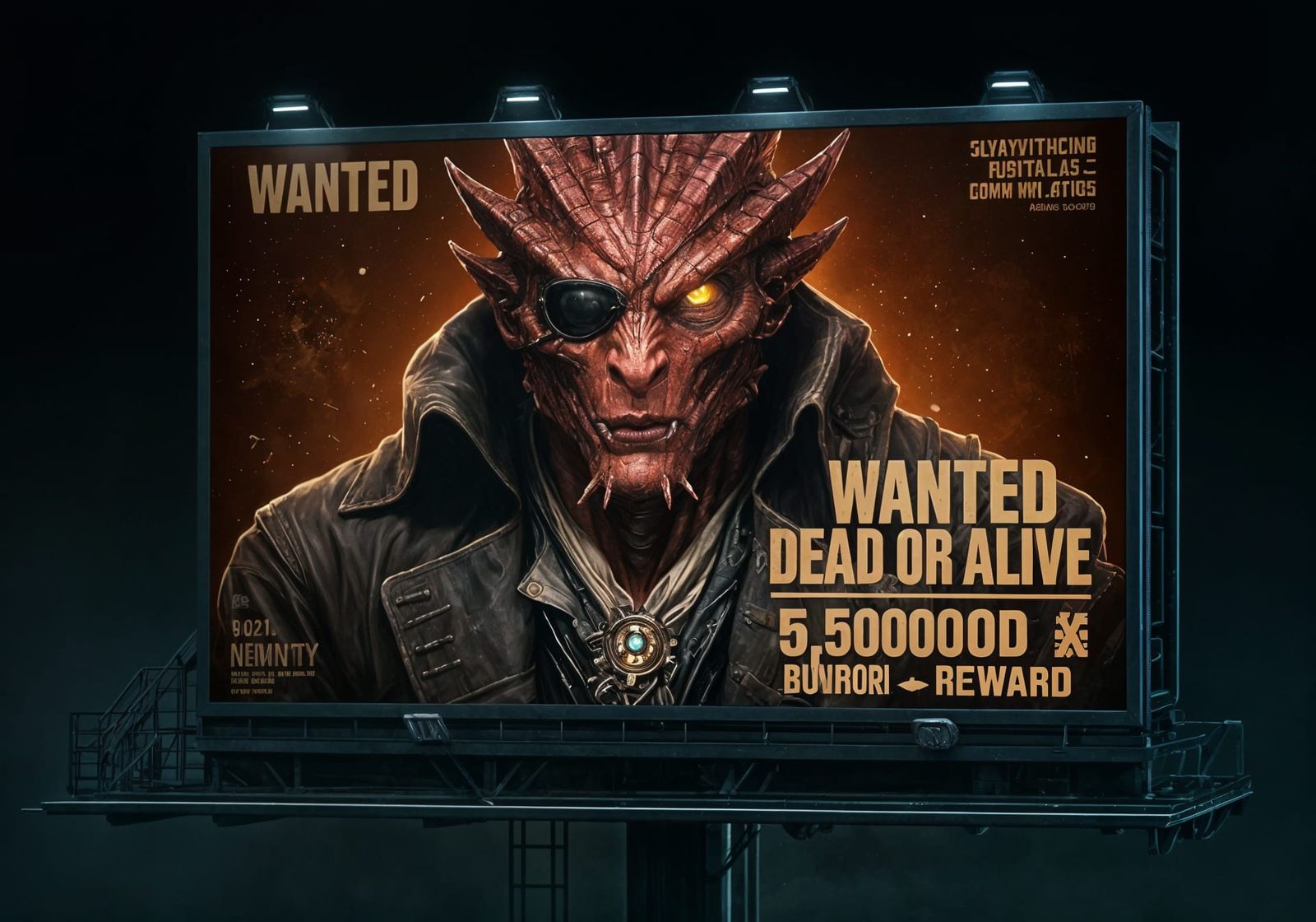 Interstellar Billboard: Wanted Alien Pirate