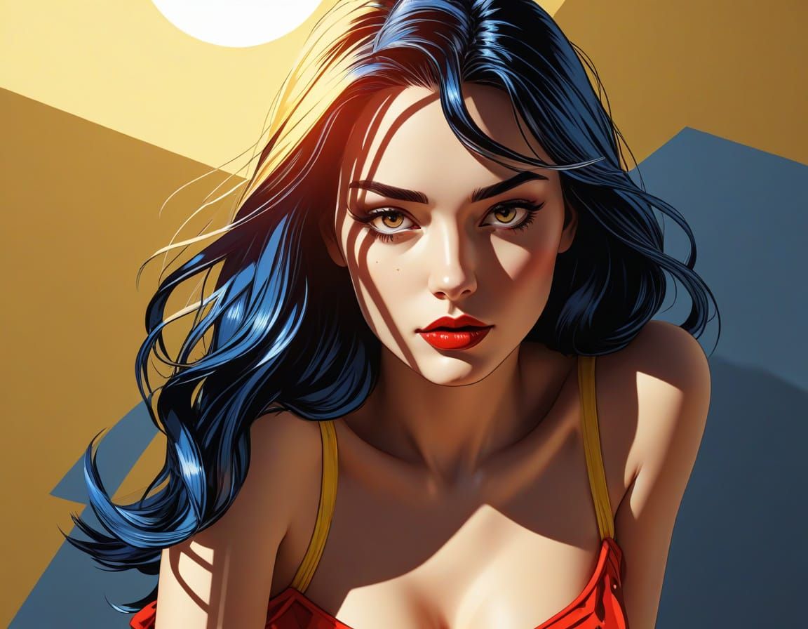 Feminine Figure in Comic Book Style