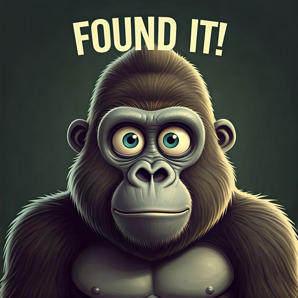 Funny Cartoon Gorilla with Sign in Cute Style