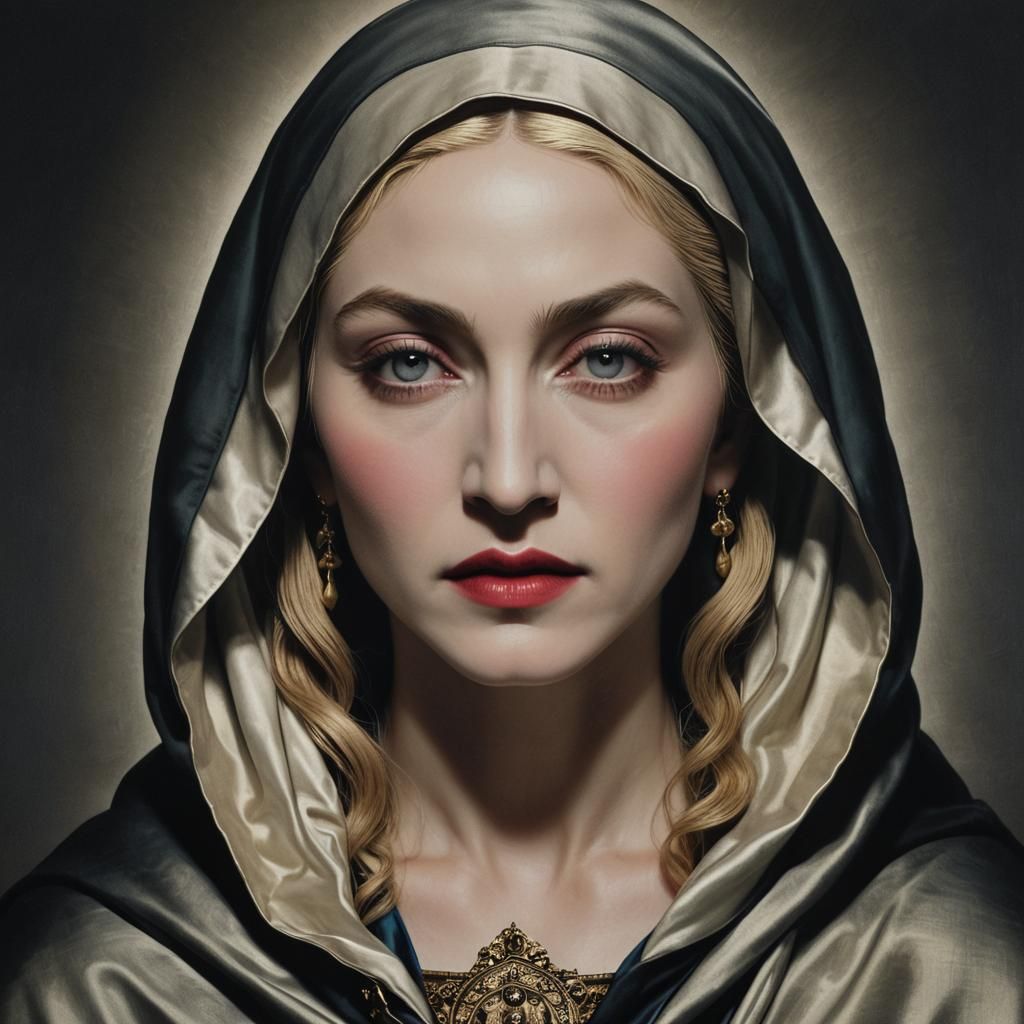 Madonna as a Virgin in Chiaroscuro Style