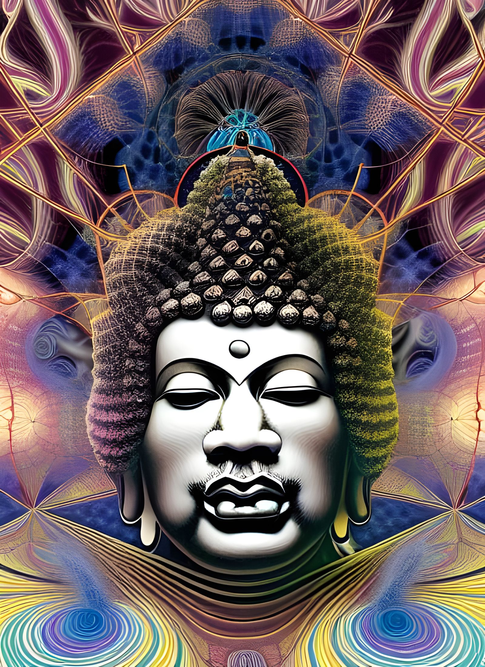 Fractal Buddha with Electric Energy in 3D