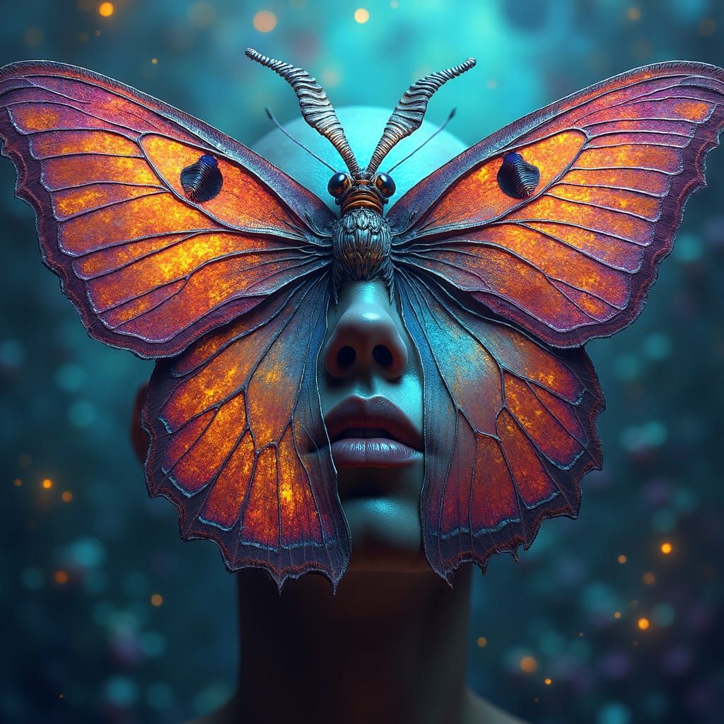 Abstract Face in Atlas Moth Wings